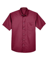 Harriton M500S Men's Easy Blend Short-Sleeve Twill Shirt withStain-Release #color_WINE
