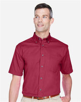 Harriton M500S Men's Easy Blend Short-Sleeve Twill Shirt withStain-Release #color_WINE