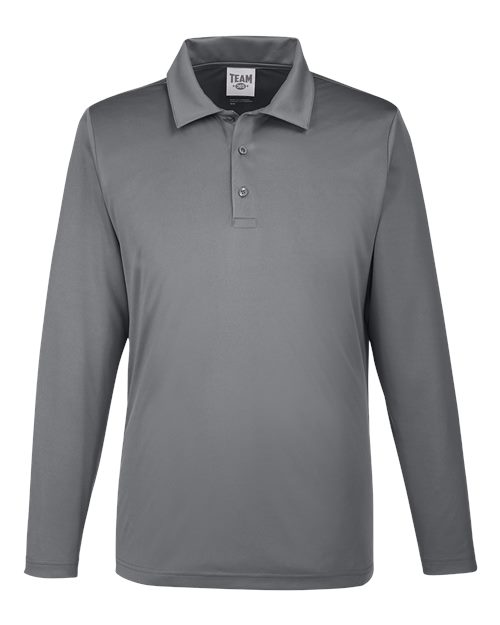 Team 365 TT51L Men's Zone Performance Long Sleeve Polo #color_SPORT GRAPHITE