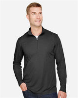 Team 365 TT31H Men's Zone Sonic Heather Performance Quarter-Zip #color_BLACK HEATHER