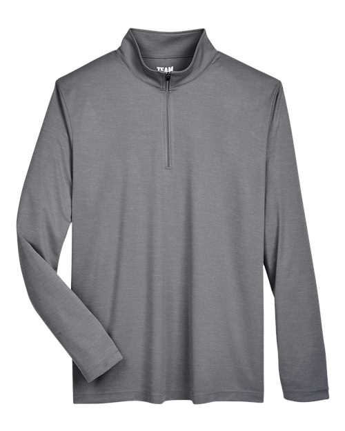 Team 365 TT31H Men's Zone Sonic Heather Performance Quarter-Zip #color_DK GREY HEATHER