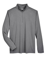 Team 365 TT31H Men's Zone Sonic Heather Performance Quarter-Zip #color_DK GREY HEATHER