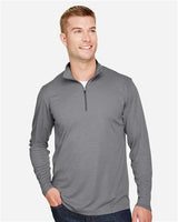 Team 365 TT31H Men's Zone Sonic Heather Performance Quarter-Zip #color_DK GREY HEATHER