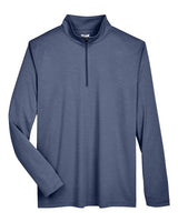 Team 365 TT31H Men's Zone Sonic Heather Performance Quarter-Zip #color_SP DRK NVY HTH