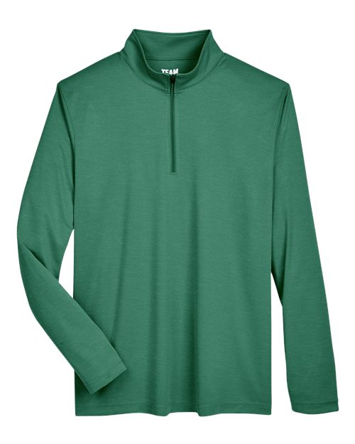 Team 365 TT31H Men's Zone Sonic Heather Performance Quarter-Zip #color_SP FOREST HTHR