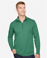 Team 365 TT31H Men's Zone Sonic Heather Performance Quarter-Zip #color_SP FOREST HTHR