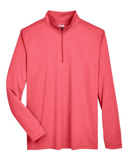 Team 365 TT31H Men's Zone Sonic Heather Performance Quarter-Zip #color_SP RED HEATHER
