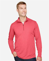 Team 365 TT31H Men's Zone Sonic Heather Performance Quarter-Zip #color_SP RED HEATHER