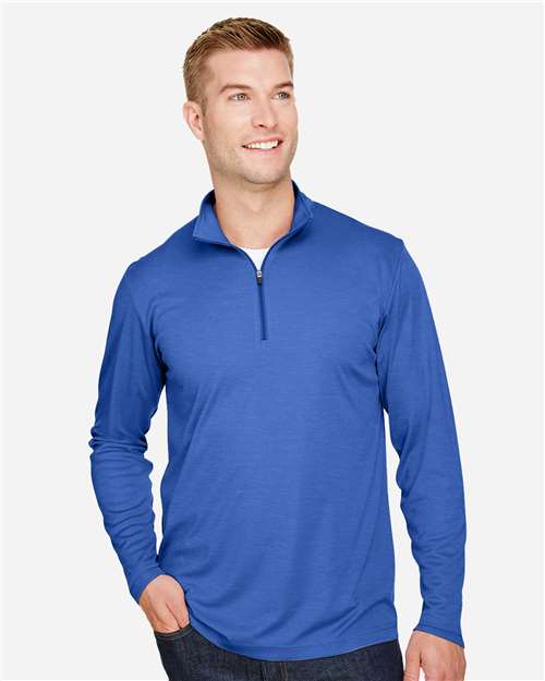 Team 365 TT31H Men's Zone Sonic Heather Performance Quarter-Zip #color_SP ROYAL HEATHER