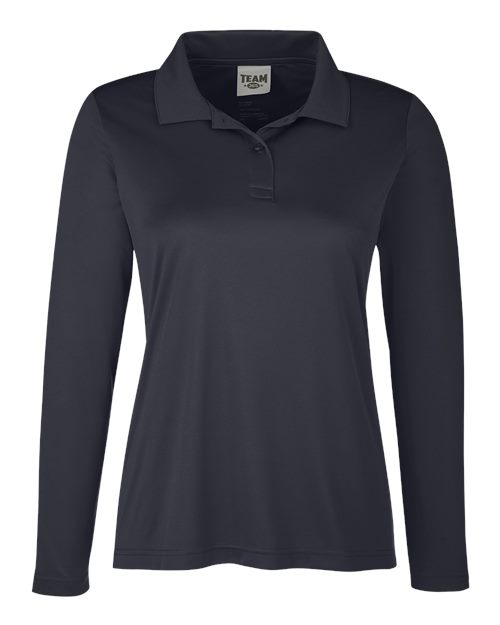 Team 365 TT51LW Ladies' Zone Performance Long Sleeve Polo #color_BLACK