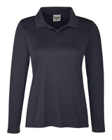 Team 365 TT51LW Ladies' Zone Performance Long Sleeve Polo #color_BLACK