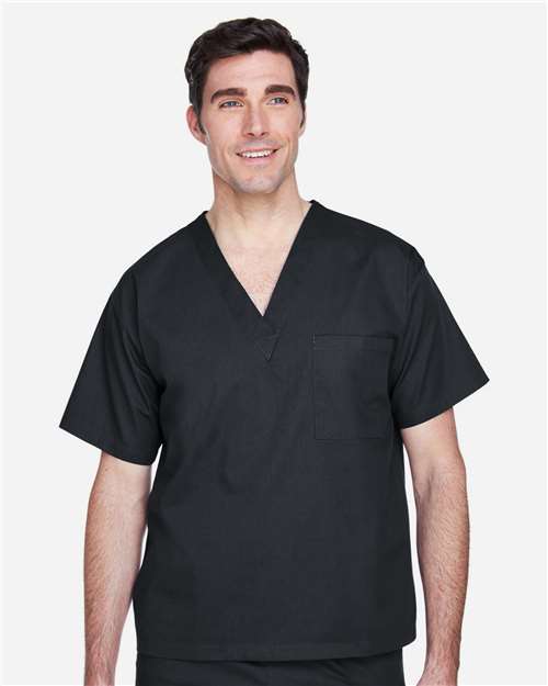 Harriton M897 Adult Restore 4.9 oz. Scrub Top #color_BLACK