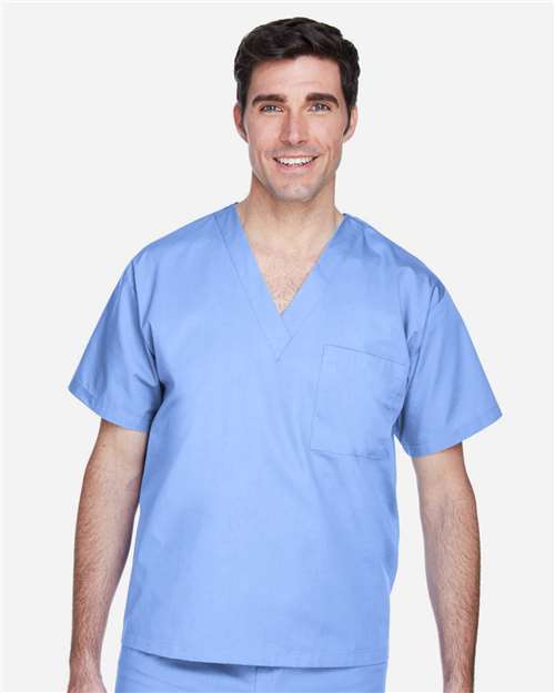 Harriton M897 Adult Restore 4.9 oz. Scrub Top #color_CIEL BLUE