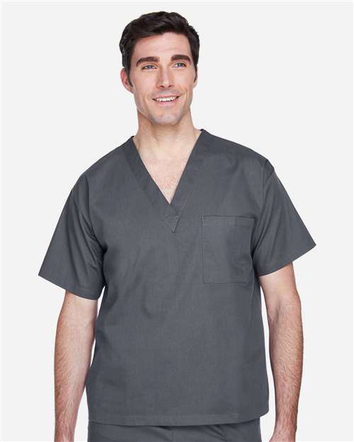 Harriton M897 Adult Restore 4.9 oz. Scrub Top #color_DARK CHARCOAL
