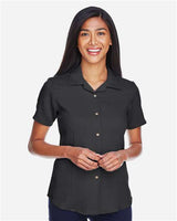 Harriton M570W Ladies' Bahama Cord CampShirt #color_BLACK