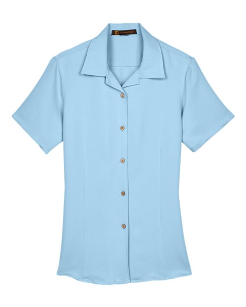 Harriton M570W Ladies' Bahama Cord CampShirt #color_CLOUD BLUE