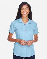 Harriton M570W Ladies' Bahama Cord CampShirt #color_CLOUD BLUE