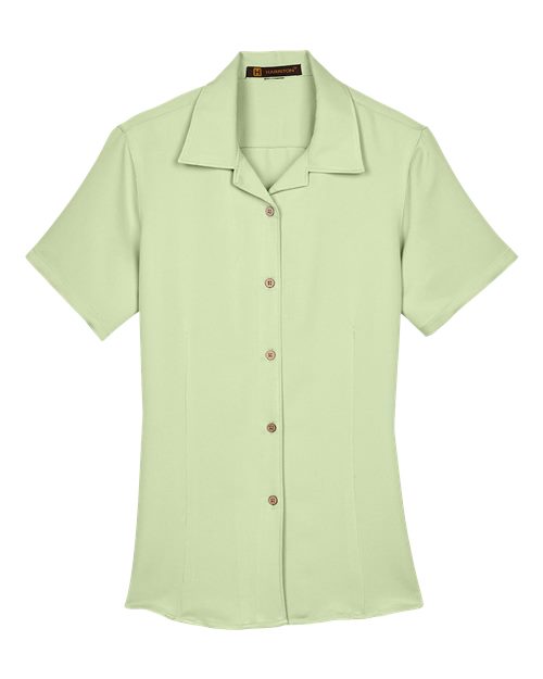 Harriton M570W Ladies' Bahama Cord CampShirt #color_GREEN MIST