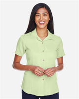 Harriton M570W Ladies' Bahama Cord CampShirt #color_GREEN MIST