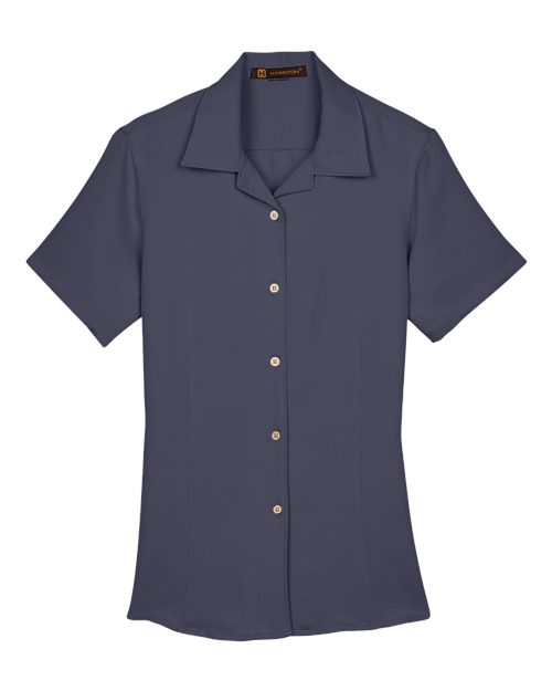 Harriton M570W Ladies' Bahama Cord CampShirt #color_NAVY