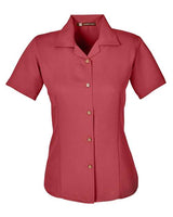 Harriton M570W Ladies' Bahama Cord CampShirt #color_TILE RED