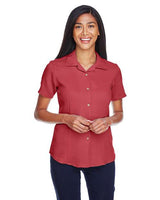 Harriton M570W Ladies' Bahama Cord CampShirt #color_TILE RED