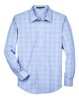 Devon & Jones DG520 Men's Crown Woven Collection GlenPlaid #color_WHT/ LT FR BLUE