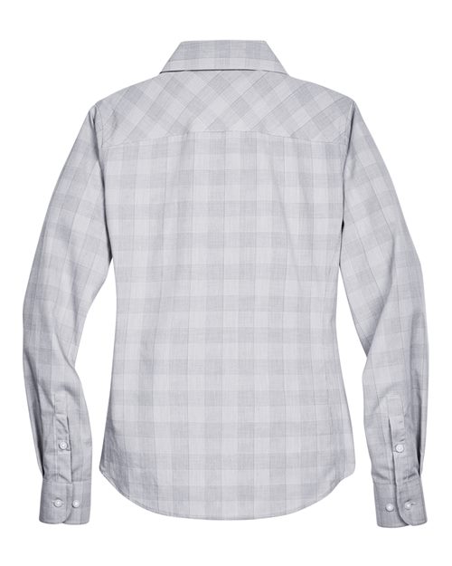 Devon & Jones DG520W Ladies' Crown Woven Collection GlenPlaid #color_WHT/ GRPH/ LT GR