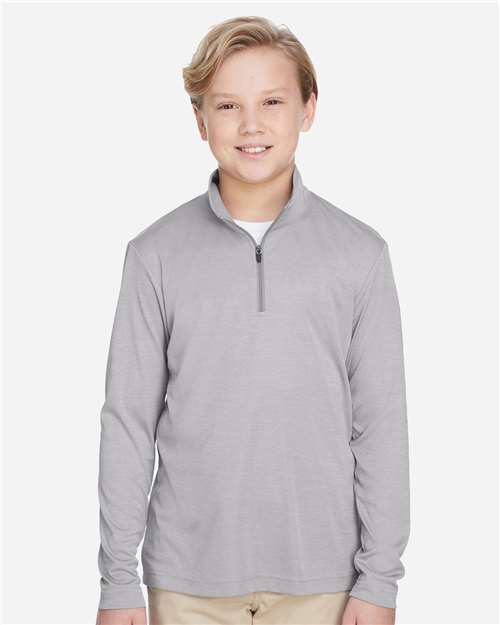 Team 365 TT31HY Youth Zone Sonic Heather Performance Quarter-Zip #color_ATHLETIC HEATHER