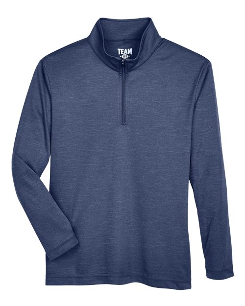 Team 365 TT31HY Youth Zone Sonic Heather Performance Quarter-Zip #color_SP DRK NVY HTH