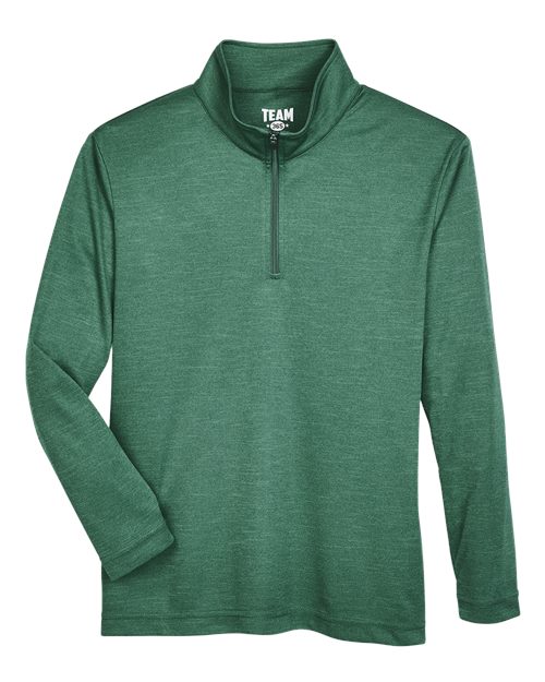 Team 365 TT31HY Youth Zone Sonic Heather Performance Quarter-Zip #color_SP FOREST HTHR