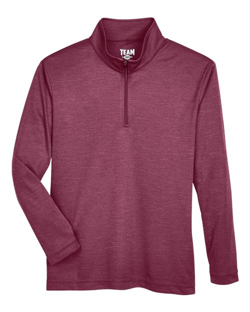 Team 365 TT31HY Youth Zone Sonic Heather Performance Quarter-Zip #color_SP MAROON HTHR
