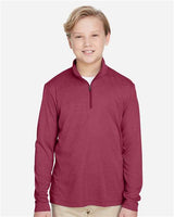 Team 365 TT31HY Youth Zone Sonic Heather Performance Quarter-Zip #color_SP MAROON HTHR