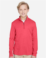 Team 365 TT31HY Youth Zone Sonic Heather Performance Quarter-Zip #color_SP RED HEATHER