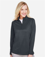 Harriton M748W Ladies' Advantage Snag Protection Plus IL Quarter-Zip #color_DARK CHARCOAL