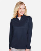 Harriton M748W Ladies' Advantage Snag Protection Plus IL Quarter-Zip #color_DARK NAVY