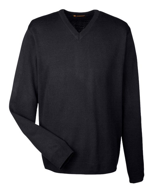Harriton M420 Men's Pilbloc V-Neck Sweater #color_BLACK