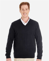 Harriton M420 Men's Pilbloc V-Neck Sweater #color_BLACK