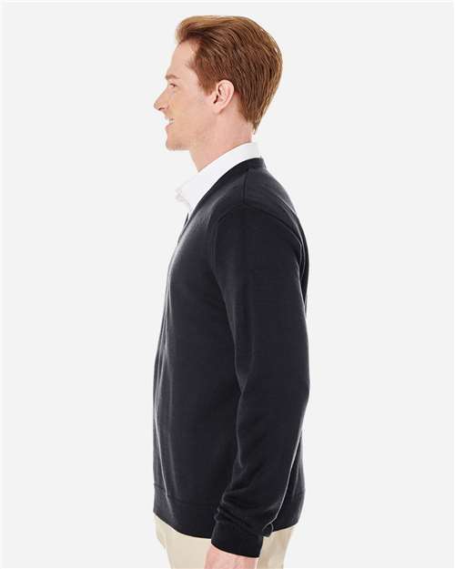 Harriton M420 Men's Pilbloc V-Neck Sweater #color_BLACK