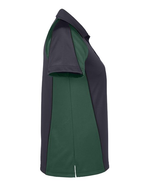 Harriton M385W Ladies' Advantage Snag Protection Plus IL Colorblock Polo #color_D CH/ D GRN/ BLK