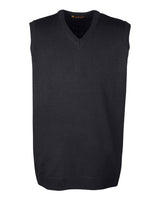 Harriton M415 Men's Pilbloc V-Neck Sweater Vest #color_BLACK