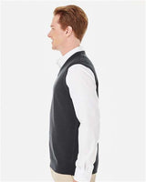 Harriton M415 Men's Pilbloc V-Neck Sweater Vest #color_BLACK