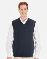 Harriton M415 Men's Pilbloc V-Neck Sweater Vest #color_DARK NAVY