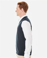 Harriton M415 Men's Pilbloc V-Neck Sweater Vest #color_DARK NAVY