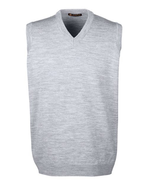 Harriton M415 Men's Pilbloc V-Neck Sweater Vest #color_GREY HEATHER
