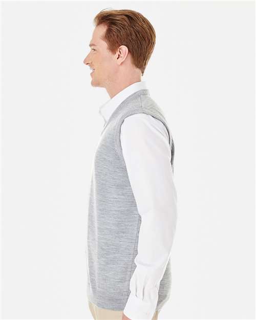 Harriton M415 Men's Pilbloc V-Neck Sweater Vest #color_GREY HEATHER