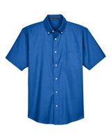 Harriton M600S Men's Short-Sleeve Oxford with Stain-Release #color_FRENCH BLUE