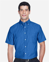 Harriton M600S Men's Short-Sleeve Oxford with Stain-Release #color_FRENCH BLUE