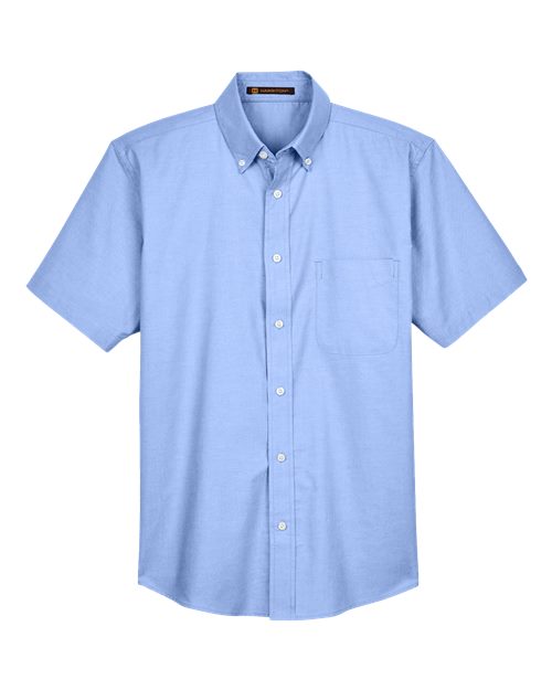 Harriton M600S Men's Short-Sleeve Oxford with Stain-Release #color_LIGHT BLUE