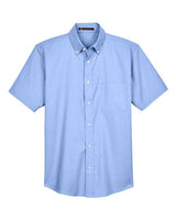 Harriton M600S Men's Short-Sleeve Oxford with Stain-Release #color_LIGHT BLUE